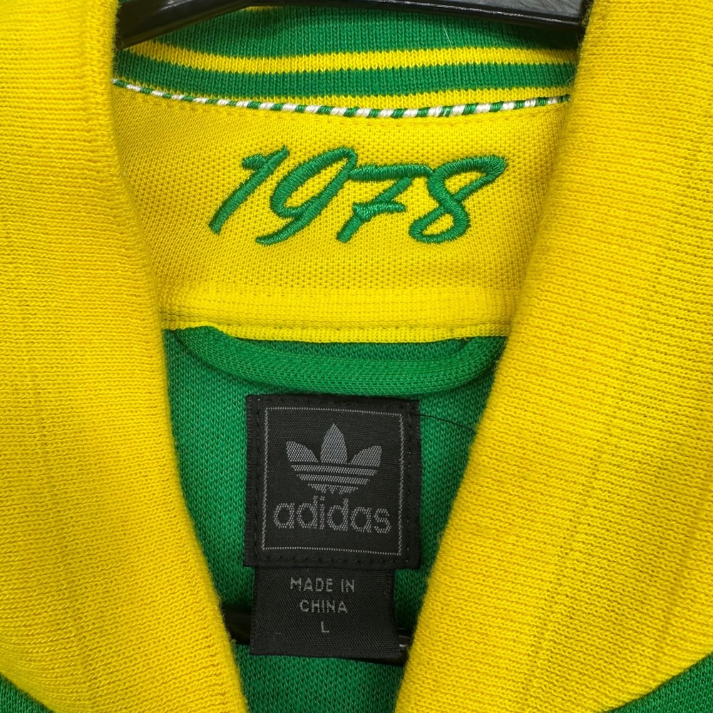 Adidas Brazil Track Jacket Mens Large Green 1978 World Cup Retro Full Zip Coat - Picture 3 of 8